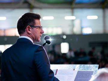 Vagner Cielo, presidente da XI Femaçã, lembrou em seu discurso do agricultor José Bin, pioneiro no cultivo da maçã.  